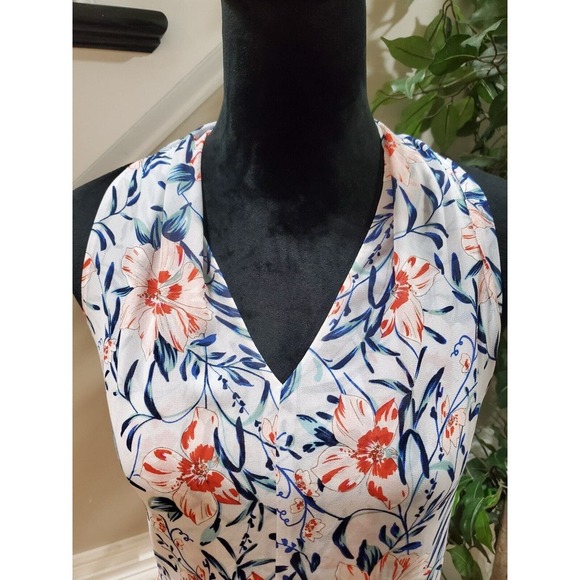 Cabi Women's White Floral 100% Polyester V-Neck Sleeveless Casual Top Blouse S - Picture 11 of 12